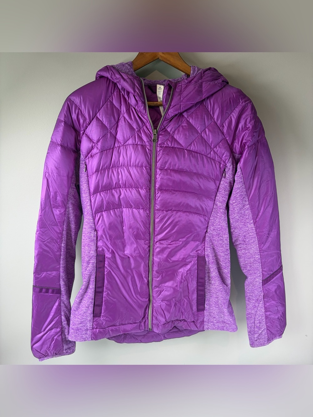 Lululemon Goose Down For A Run Zip Up Violet Puffer Quilted Coat Women's Sz 8